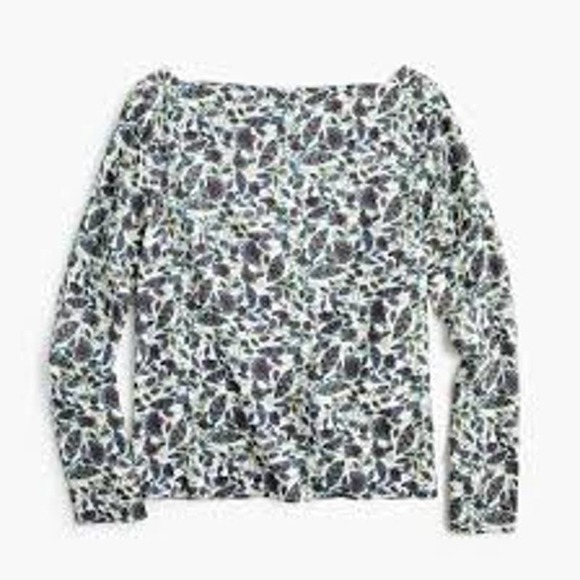 NEW J. Crew Drapey Floral Boat Neck Top Ivory Jungle XXL - Picture 2 of 6